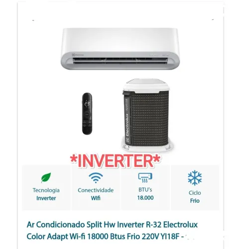 Ar Split Electrolux Inverter 18.000 BTUs+ Novo + Nota + 3 Anos Garantia+ Cartão 12x!!