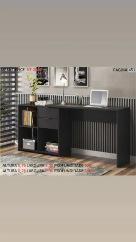 Mesa de Escritório Moderna com Gaveta e Prateleira 2 posição 