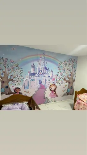 Papel de parede infantil castelo de princesa