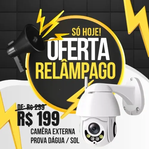 CAMERA EXTERNA 360° WIFI COM MICROFONE E INFRAMELHO A PROVA DE AGUA E SOL