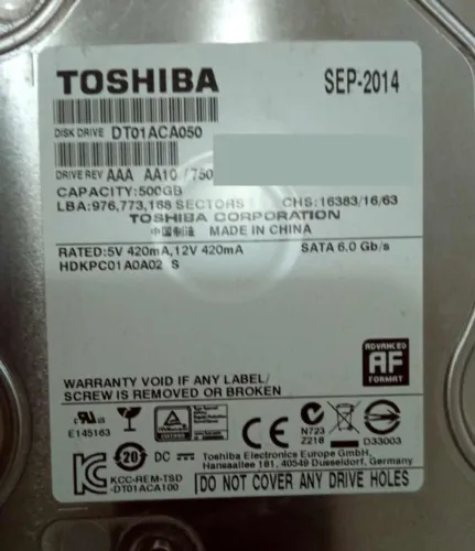 HD 500GB Sata Toshiba para desktop