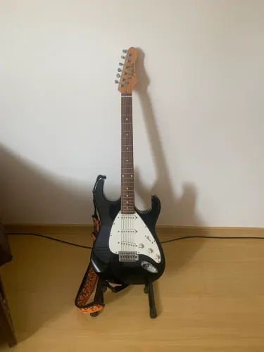 Guitarra stratocaster dolphin preta branca 
