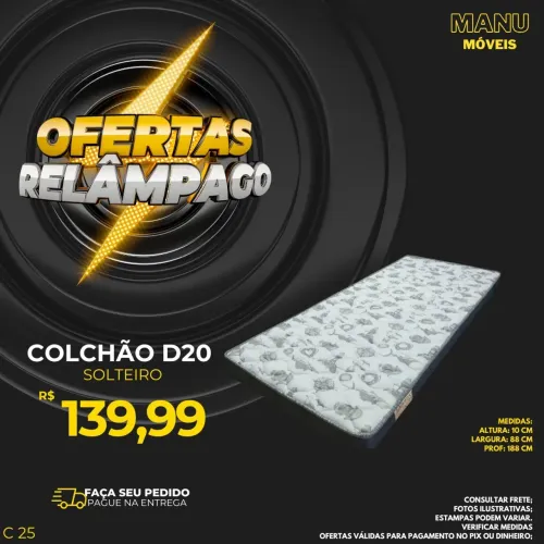 Colchão D20 Solteiro - Oferta Relâmpago!