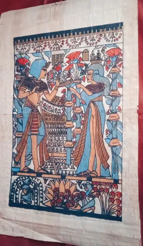 Papiro Egípcio Artesanal - Cena da Realeza