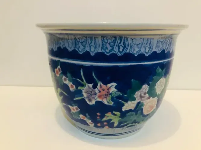Vaso Cachepot Porcelana Oriental Vintage