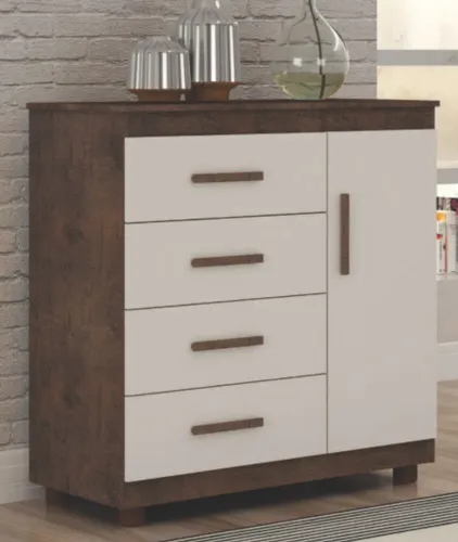 Cômoda 4 Gavetas com Porta - 100% MDF 