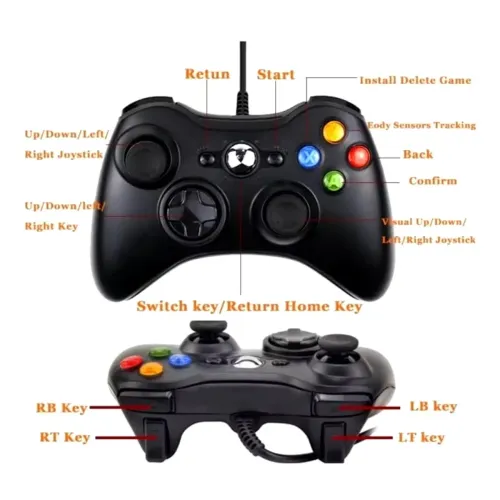 Controle X box com fio USB Conexão plug play