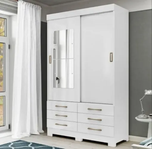 Guarda Roupa New Moscou 2 Portas 6 Gavetas com Espelho Novo Varios Modelos
