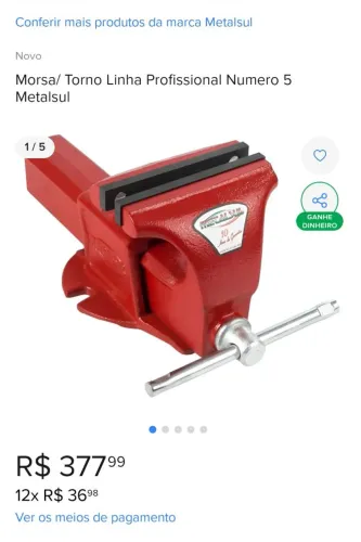 Vendo uma morsa metal sul profissional n.5 Nova!