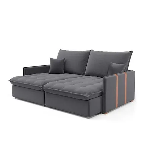 Sofá Retrátil Reclinável Malibu 2.90m Linho Cinza 1008 - D45