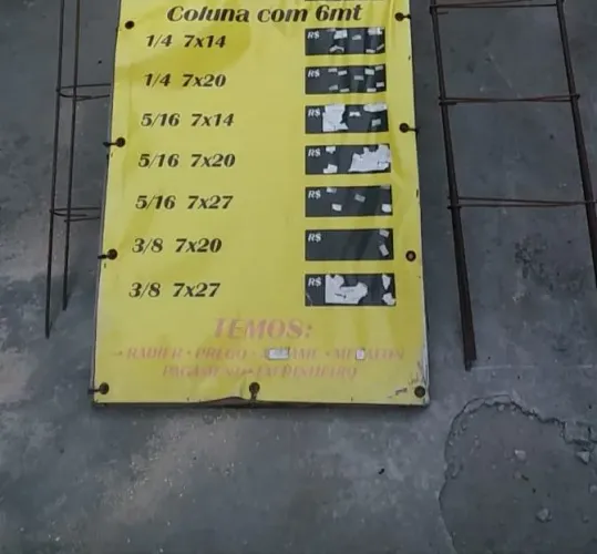 Coluna de ferro  7x 20x ¼ 6Mt 