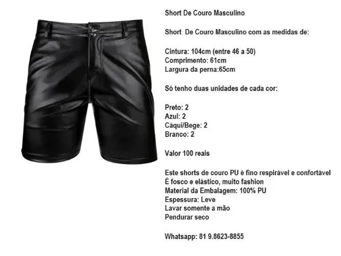SHORT DE COURO MASCULINO