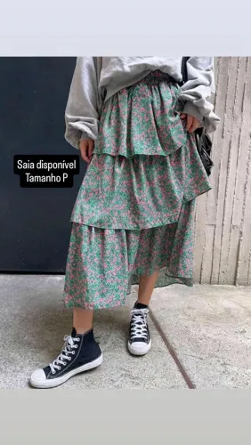 Saia Midi Floral - Tamanho P