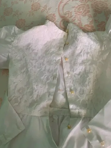 Tiara de Flores Branca e vestido comunhão ou festa