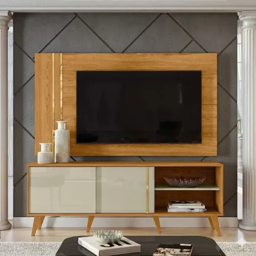 Rack com Painel Cronos Cumaru/Opala (PRODUTO DISPONIVEL EM ESTOQUE)