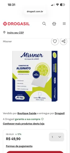 7 unidades de Cobertura alginato de cálcio e prata