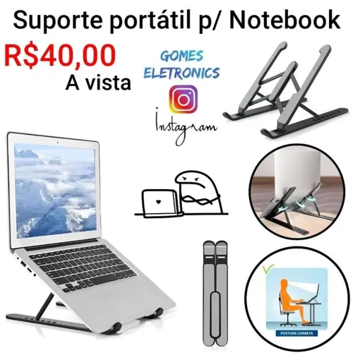 Suporte para Notebook ergonômico ajustável e dobravel - R$35,00