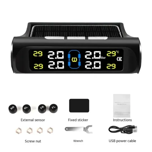 Sensor Tpms Universal Calibragem Pneus Sem Fio Solar Pressão
