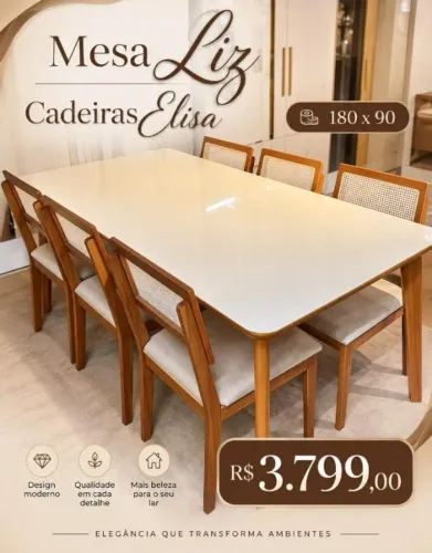 Mesa de Jantar Liz + cadeira Eliza