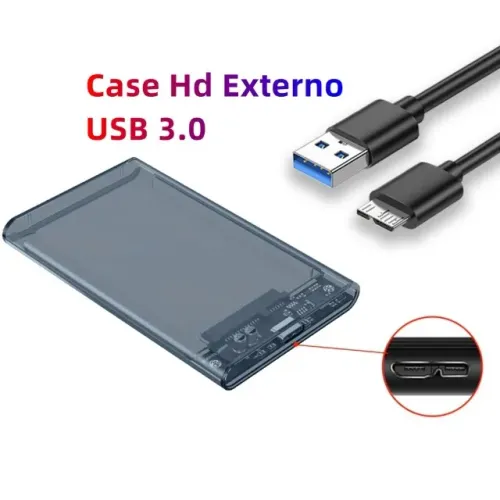 Case para HD Externo 2.5" USB 3.0 - Compatível com PS4, Xbox, PC e TV