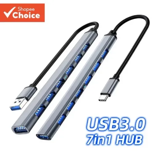 7 Em 1 USB3.0 HUB Type C Adaptador De Alimentação OTG De 4 E 7 Portas Para Macbook PC Lapt