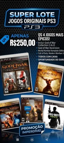 Jogos Originais PS3 (Mídia Física) - God of War, Mortal Kombat, CoD e mais!