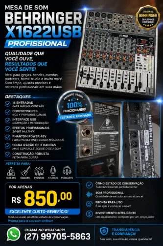 Mesa de Som 16 Canais Perfeita para eventos