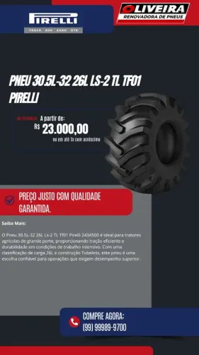 Pneu 30.5L32 Florestal Pirelli TF01