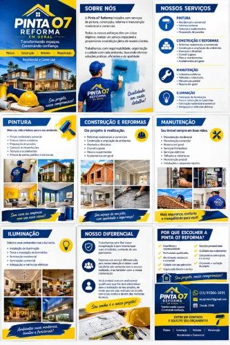 Serviços de pintura, construção, reforma, manutenção residencial. E comercial