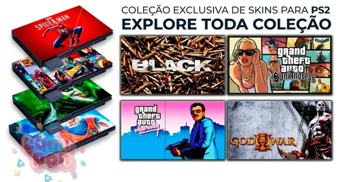 Skins Adesivas para PS2 Slim - Mais de 300 Modelos Exclusivos!
