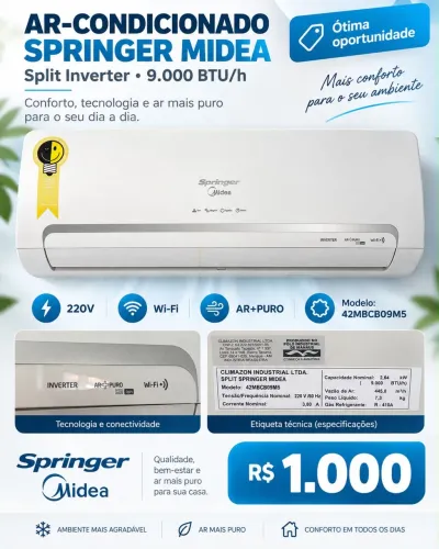 Ar condicionado inverter midea 9000BTU