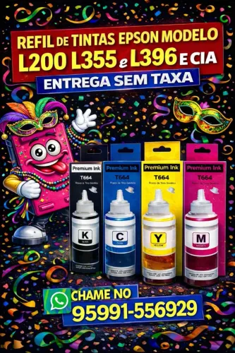 Refil de tintas Epson modelo l200 l355 e l396 e cia