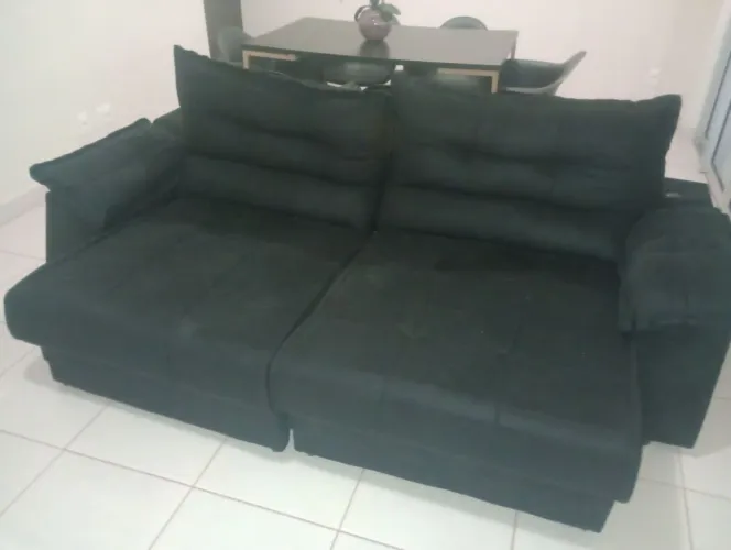 Sofá 4 lugares Suede Preto