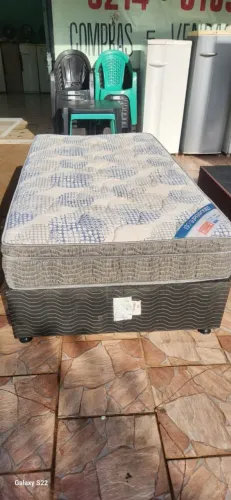 Cama box solteirão base/colchão de espuma. 