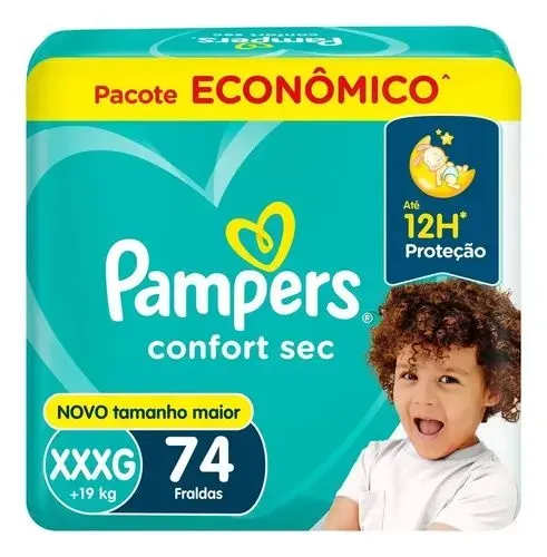 Fralda Pampers confort sec (XXXG) - 74 fraldas