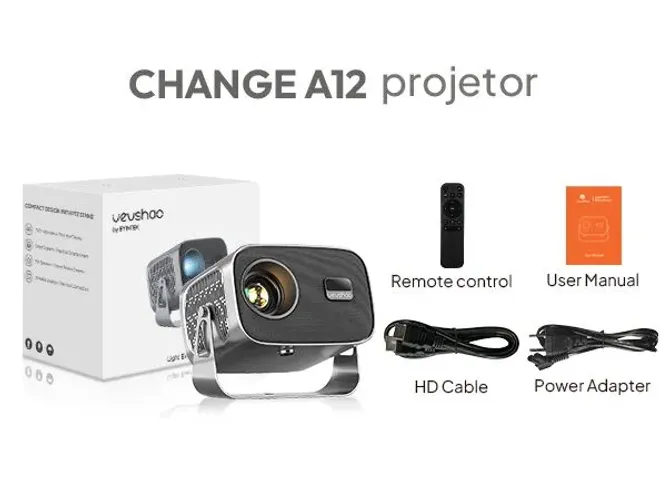 Projetor Android 13 ORIGINAL VEVSHAO A12 [FOCO ELÉTRICO]