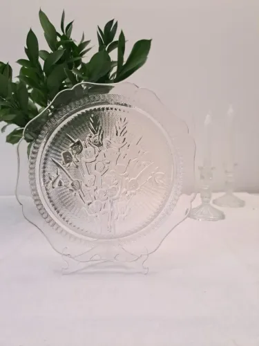 Prato Antigo Jeannette Glass Iris & Herringbone 24 cm