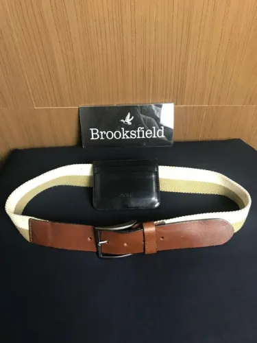 Cinto Brookfield lona e couro.