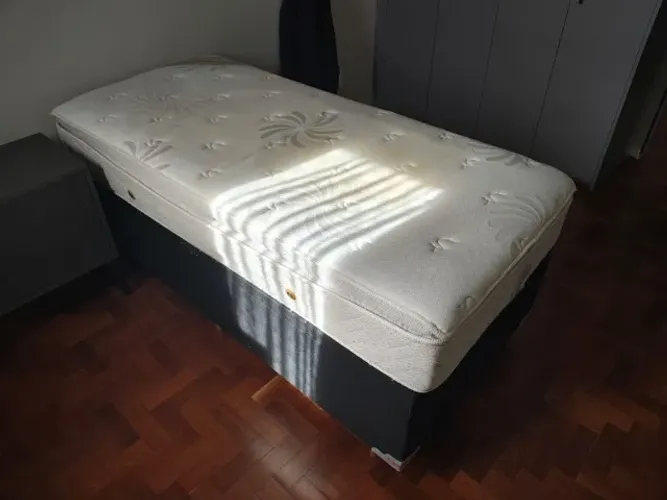 Cama solteiro box com baú + colchão