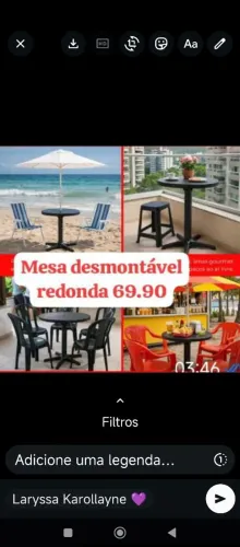 Mesa redonda desmontável e TB tem quadrada