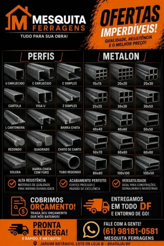 Ferragens em oferta, cobrimos orçamento.