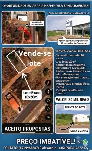Vendo lote em Araripina/Pernambuco