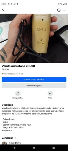 Vendo Microfone C1 usb