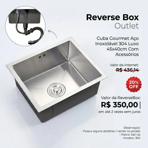 Cuba Gourmet Aço Inoxidável 304 Luxo 45x40 cm com Acessórios