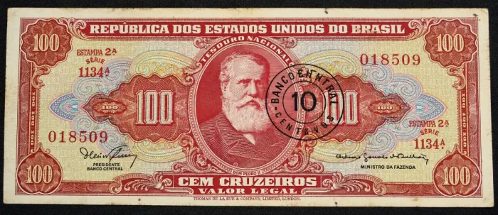Cédula 10 Centavos 1967 Sobre 100 Cruzeiros - Dom Pedro II - Série 1134A