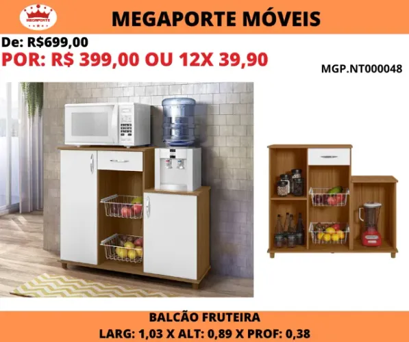 Balcão Fruteira 2 Portas 1 Gaveta