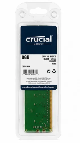 Memória RAM DDR4 8GB 2666Mhz CRUCIAL