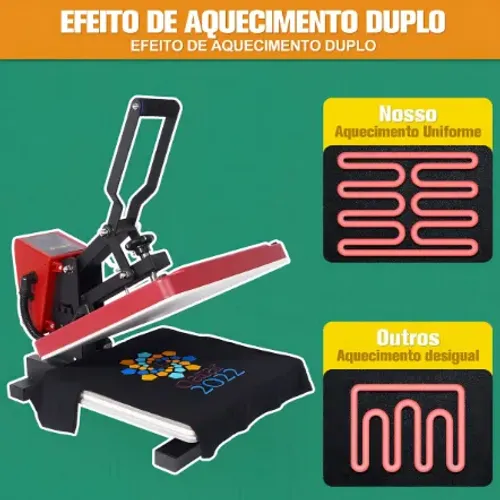 Prensa Térmica Mecolour 38x38cm gaveta manual para sublimação de Camisas