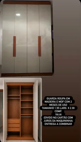 Guarda roupa com 2 meses de uso tamanho 1,55 de larg. X 2,30 de altura