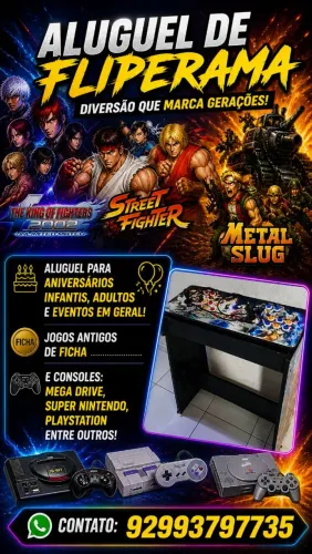 Aluguel de FLIPERAMA / mais de 10 mil jogos 
